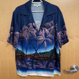 Casablanca Tropical Print Silk Shirt Blue Nuit A Maui Medium. Like New